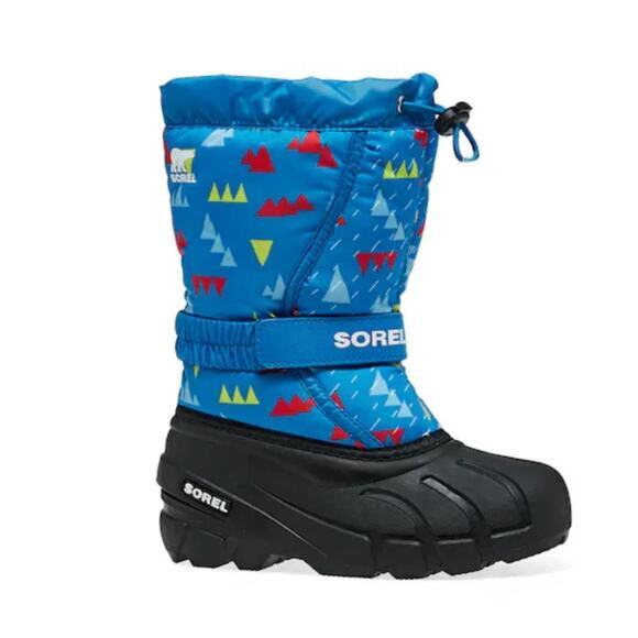 SOREL Flurry Print Kids Snow Boots Blue Size 6 - Picture 1 of 10